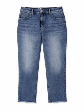 KanCan Cropped Jeans Raw Hem High Rise Straight Leg